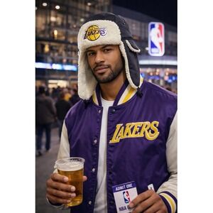 NWT Los Angeles Lakers Winter Trapper Hat NBA Sherpa Ear Flap Cold Weather